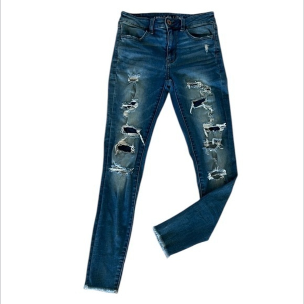 American Eagle hi rise jegging jeans size 2 distressed